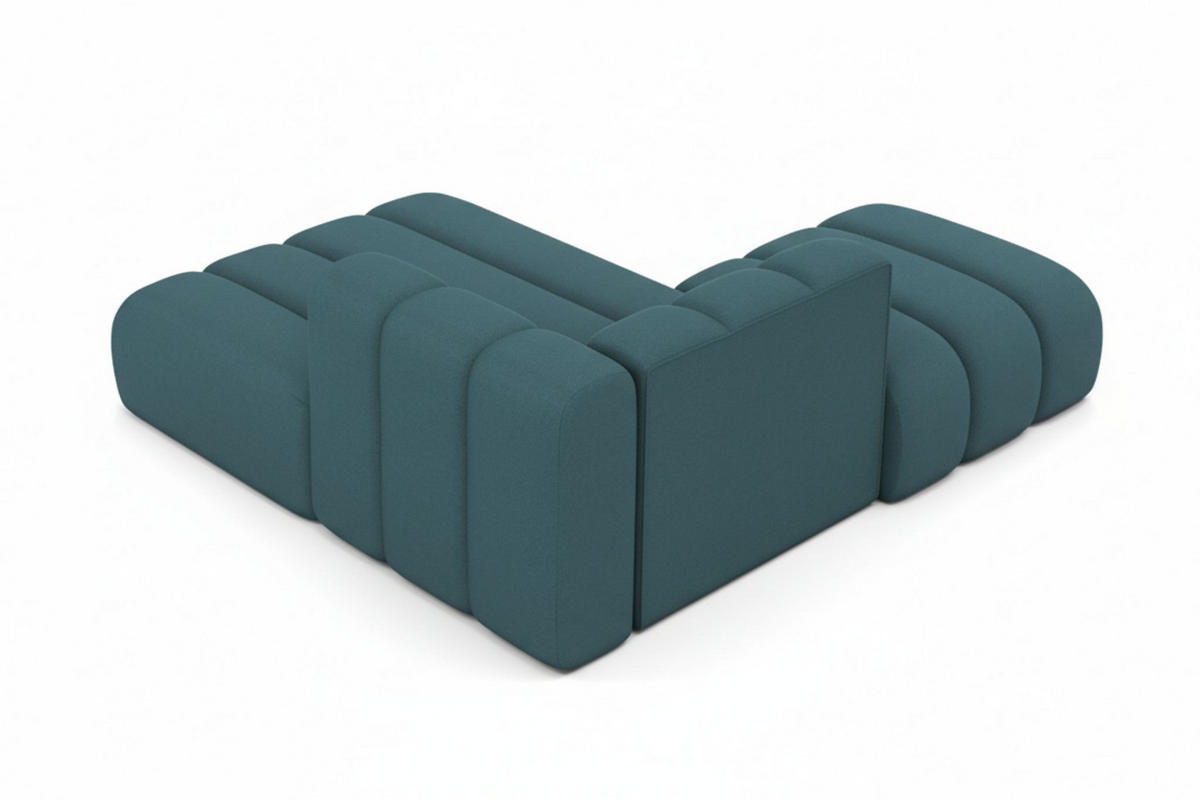 CHAISELONGUE Mit Hocker Grand, Veloursstoff Salvador, Azurblau, Links - Blau, Holz (204/179cm) - Kaiser Möbel