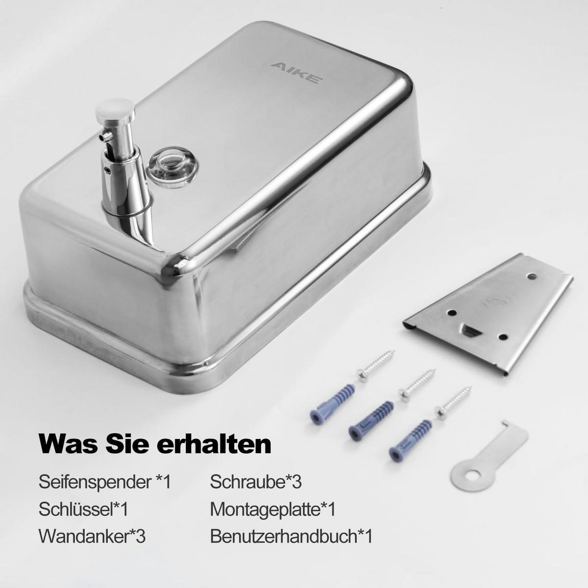 SEIFENSPENDER zur Wandmontage 1100 ml Edelstahl poliert - Silberfarben, Metall (7.4/20.3/12.2cm)