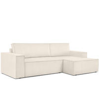 ECKSCHLAFSOFA-RECHTS NAPI in Pet Friendly Cord-Stoff, ecrufarben - Creme/Schwarz, Textil (262/148cm) - KONSIMO®