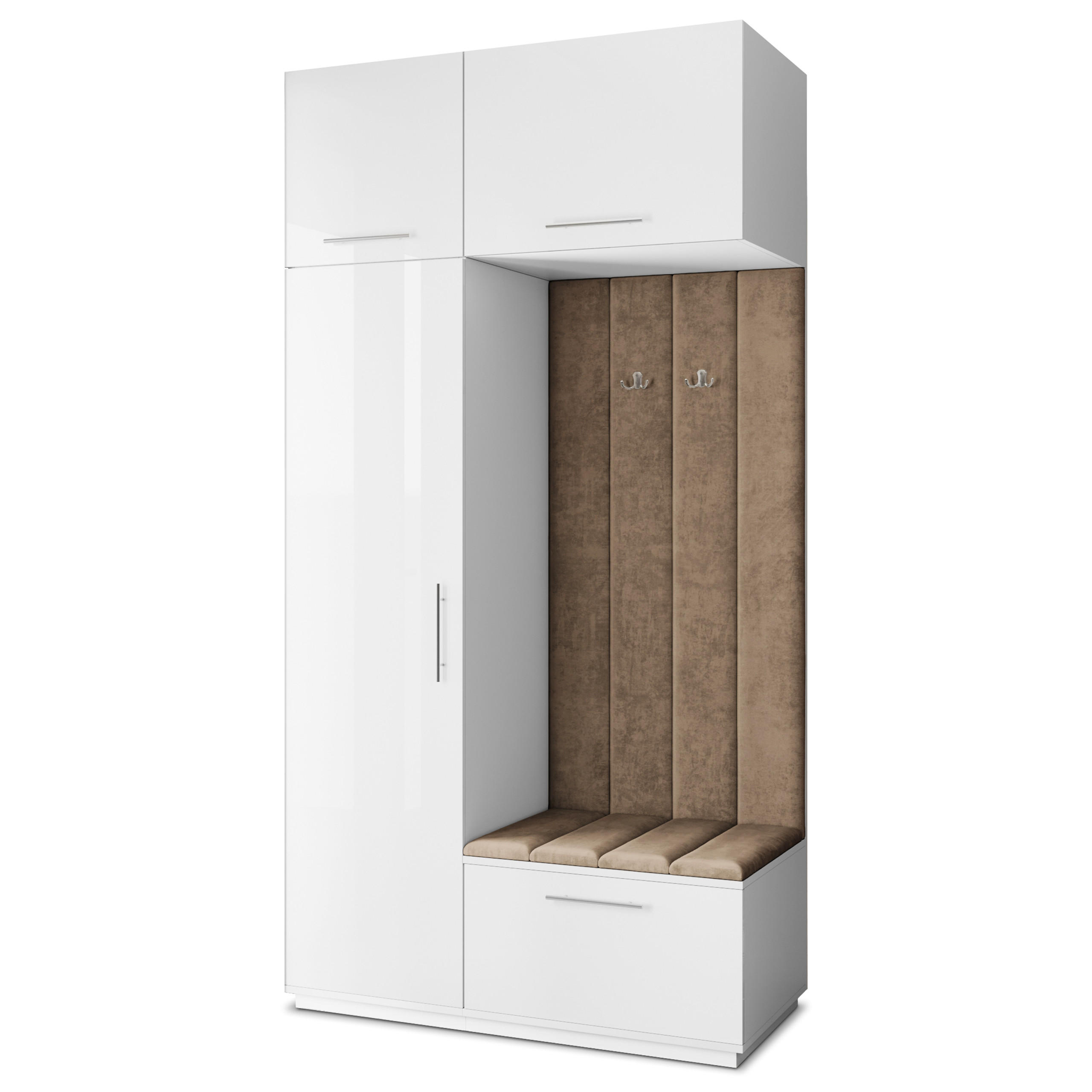 Masseno Garderobenschrank Weiß, Mokka 120x240x60 cm