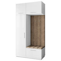 GARDEROBENSCHRANK REMA 120/240/60 cm Modern Garderobe-Set Weiß - Beige/Weiß, Holzwerkstoff (120/240/60cm) - MASSENO