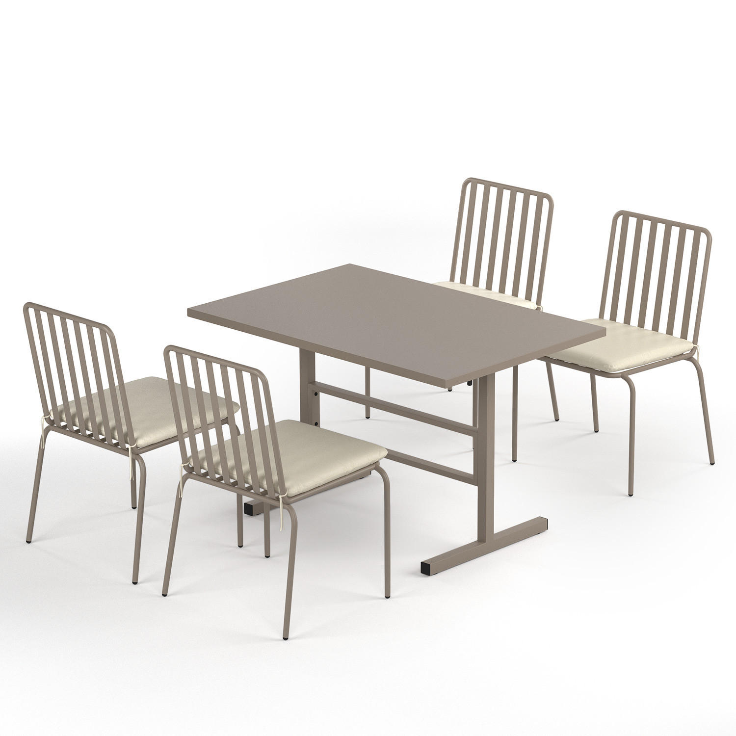 GARTENESSGRUPPE - 5-teilig - Stahl - Anthrazit - Taupe, Textil/Metall - home24