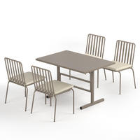 GARTENESSGRUPPE - 5-teilig - Stahl - Anthrazit - Taupe, Textil/Metall - home24