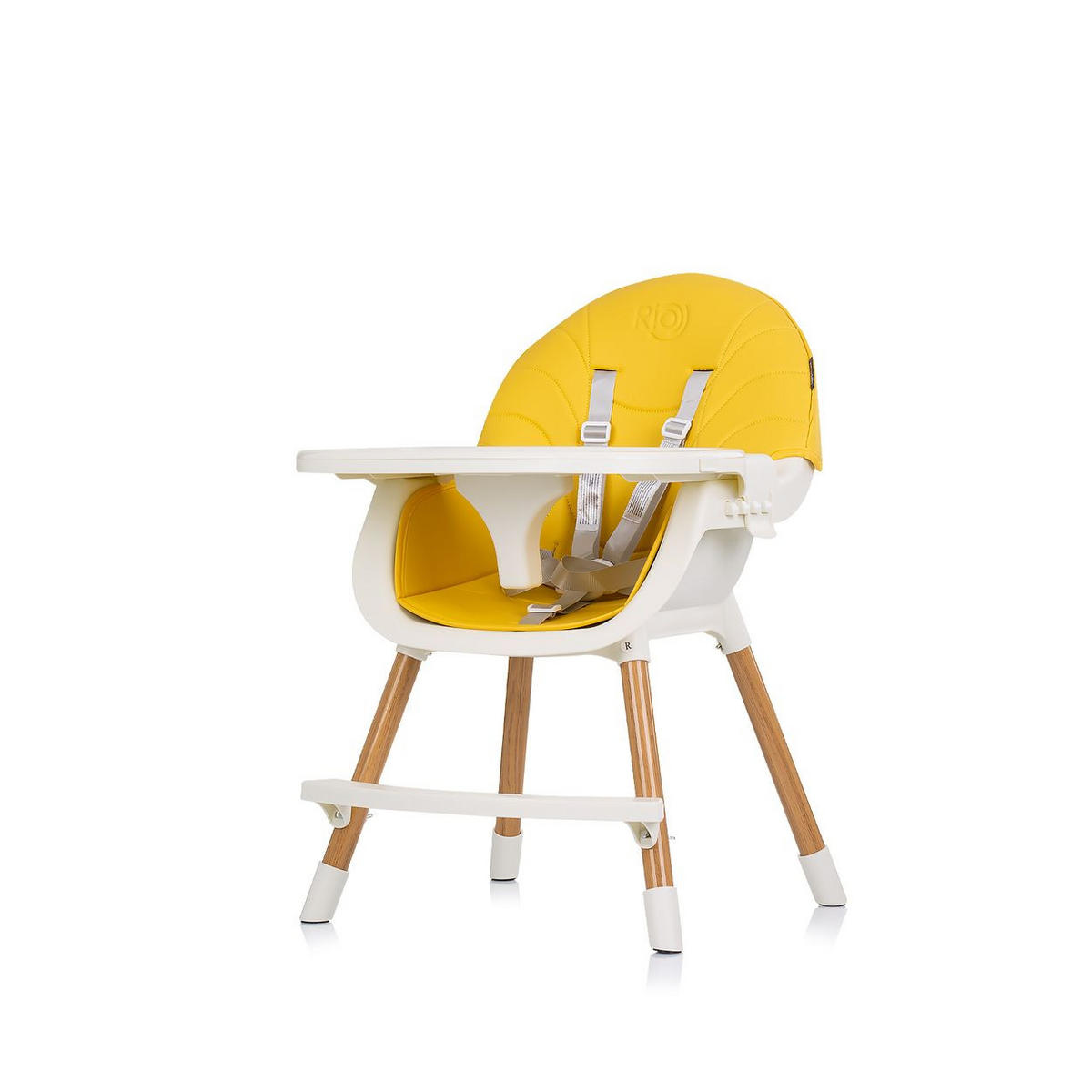 HOCHSTUHL Rio 2 in 1 gelb weiß Kinderstuhl rutschfeste Beine 5-Punkt-Gurt - Weiß, Metall (61/84/51cm) - Chipolino