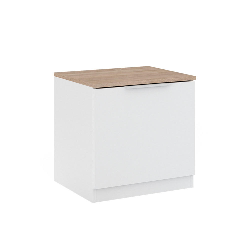 NACHTTISCH Betti Weiß 50 x 50 cm mit 1 Türen - Weiß/Sonoma Eiche, Holzwerkstoff (50/50/42cm) - Vicco