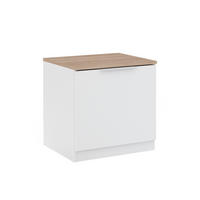 NACHTTISCH Betti Weiß 50 x 50 cm mit 1 Türen - Weiß/Sonoma Eiche, Holzwerkstoff (50/50/42cm) - Vicco