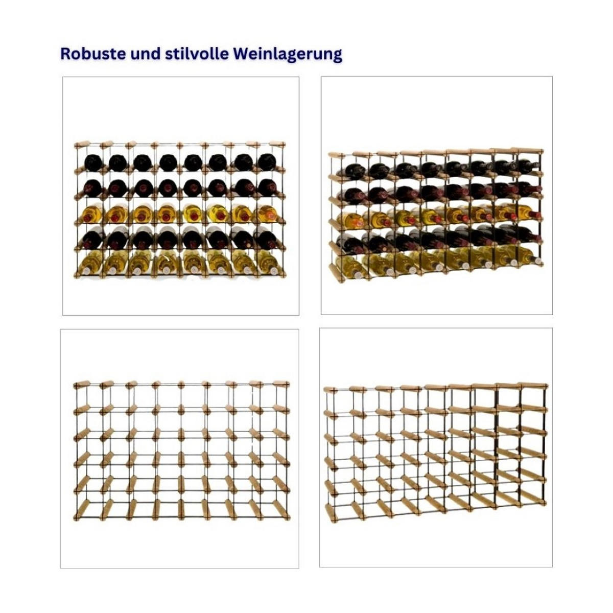 WEINREGAL Vinotega Mod Metal 52,5x82,5x24,5 cm 8x5 Flaschen Massives Kiefernholz Braun Geölt - Braun, Holz (82.5/52.5/24.5cm) - PROREGAL