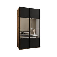 SCHWEBETÜRENSCHRANK 245,5/140/64 2-türig - Schwarz/Eiche Artisan, Holz/Metall (140/245/64cm) - Abiks Möbel