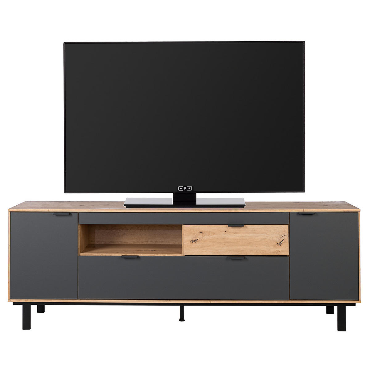 TV-LOWBOARD - Graphit / Eiche Artisan Dekor - Eichefarben/Schwarz, Holzwerkstoff/Metall (180/63/44cm) - home24