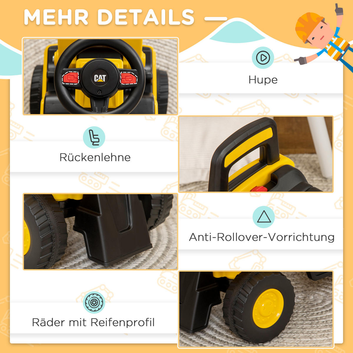KINDER RUTSCHAUTO, Gelb, PP+ Metall - Gelb, Kunststoff (78/29.5/54cm) - HOMCOM