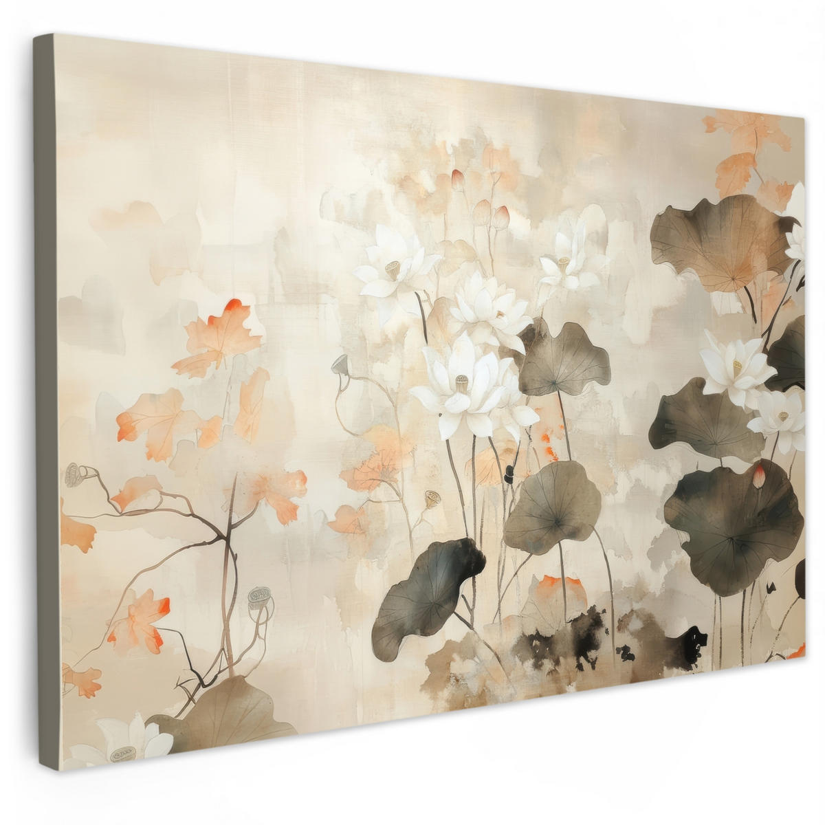 LEINWANDBILD Blumen - Japandi - Wabi sabi Groß 140x90 cm - Sandfarben, Textil (140/90cm) - MuchoWow