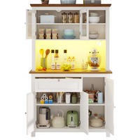 KÜCHENSCHRANK in Weiß Buffetschrank mit LED-Beleuchtung und verstellbaren Ablagen für Küche, B104/T40/H180 cm - Weiß, Glas/Holzwerkstoff (104/180/40cm) - STILVORA