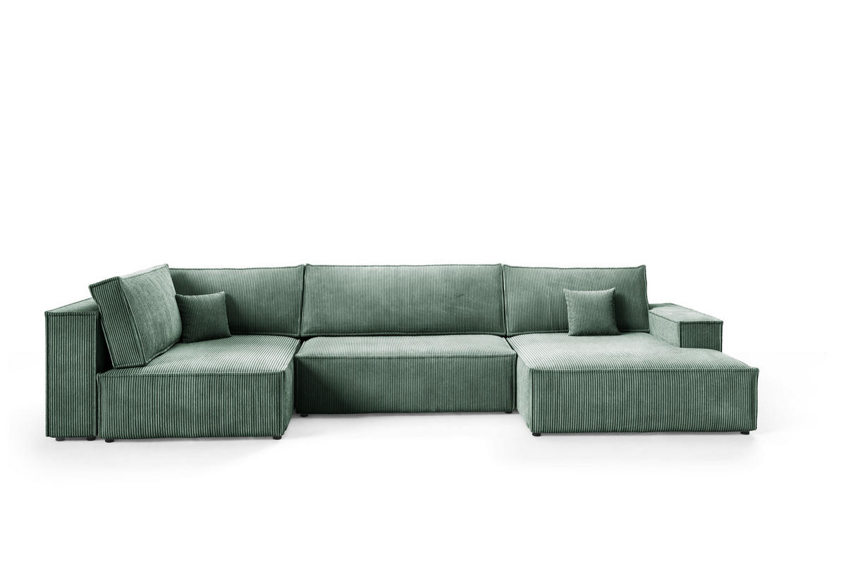 WOHNLANDSCHAFT Pablo Maxi mit Schlaffunktion Grün Cord - Grün, Textil (397/85/148cm) - Bromarkt