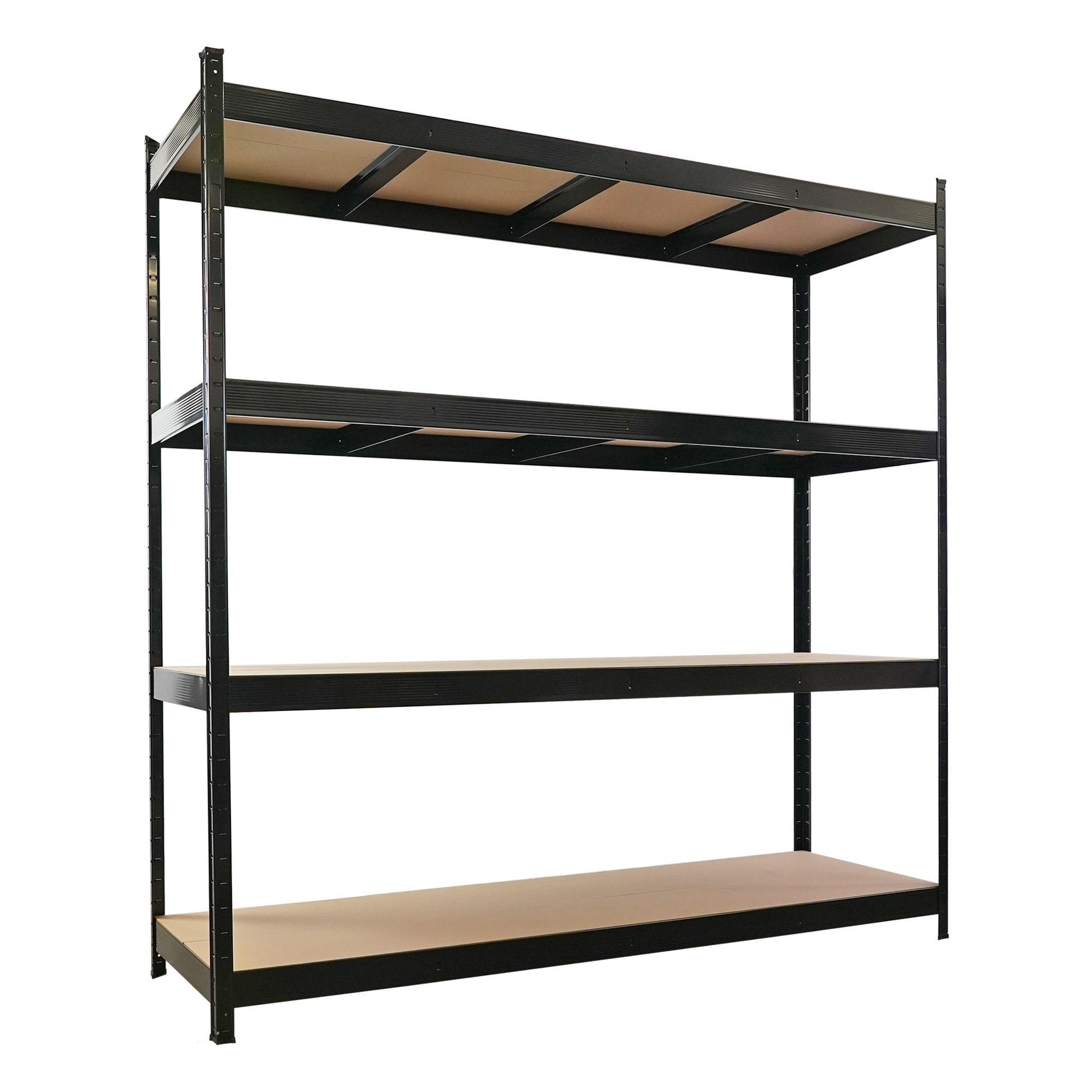 SCHWERLASTREGAL Hercules 200x200x60cm 4 MDF-Platten-Ebenen 6,8mm Fachlast 500kg Schwarz - Schwarz, Metall (200/200/60cm) - PROREGAL