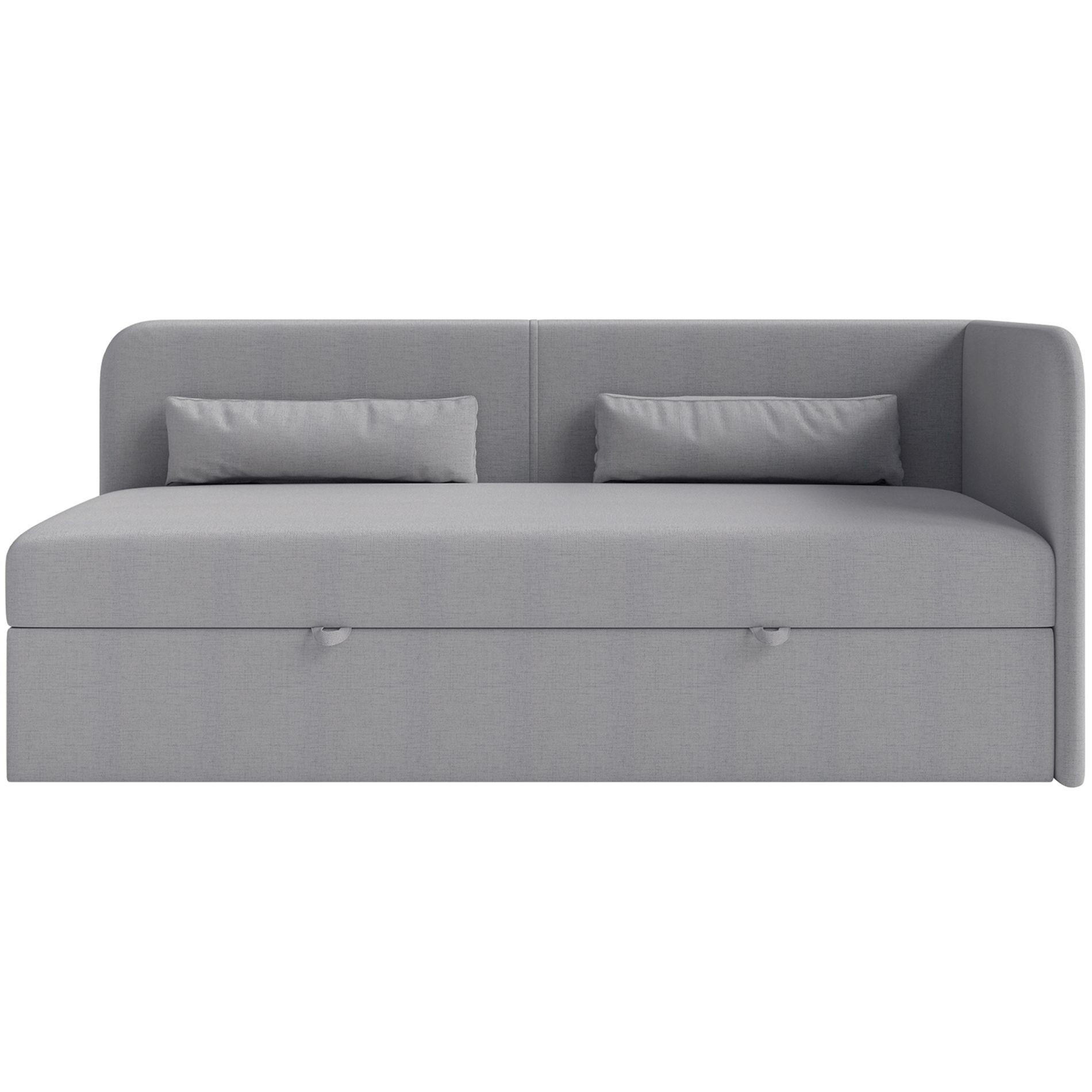 JUGENDBETT Calmmo Dunkelgrau mit Chenille-Bezug, Kopfteil rechts - Dunkelgrau, Textil (90/200cm) - Selsey