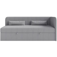 JUGENDBETT Calmmo Dunkelgrau mit Chenille-Bezug, Kopfteil rechts - Dunkelgrau, Textil (90/200cm) - Selsey
