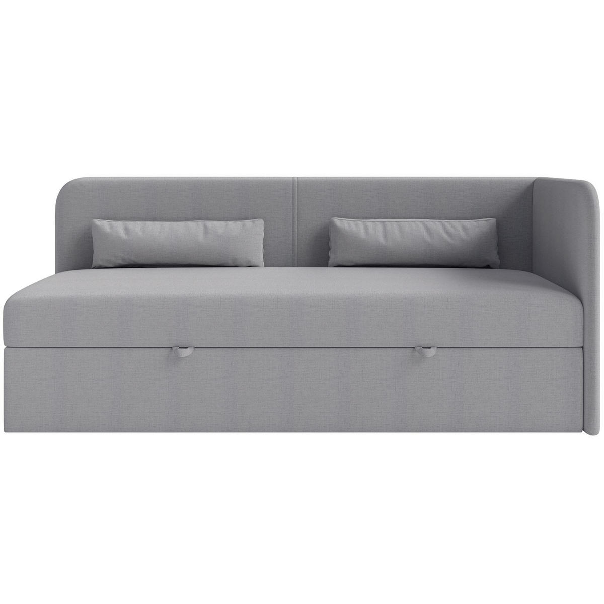 JUGENDBETT Calmmo Dunkelgrau mit Chenille-Bezug, Kopfteil rechts - Dunkelgrau, Textil (90/200cm) - Selsey