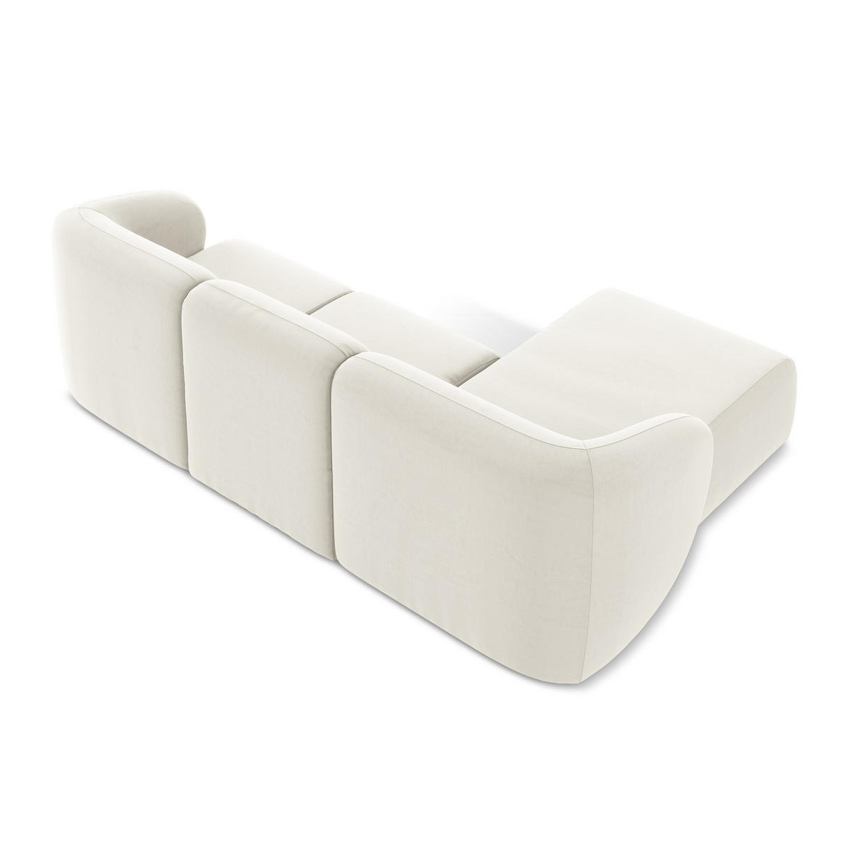 ECKSOFA Links Samt Stoff Beige - Creme/Schwarz, Holzwerkstoff/Kunststoff (248/166cm) - LaMiaSofa