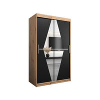 SCHWEBETÜRENSCHRANK 200/120/62 2-türig - Silberfarben/Schwarz, Holz/Kunststoff (120/200/62cm) - Abiks Möbel