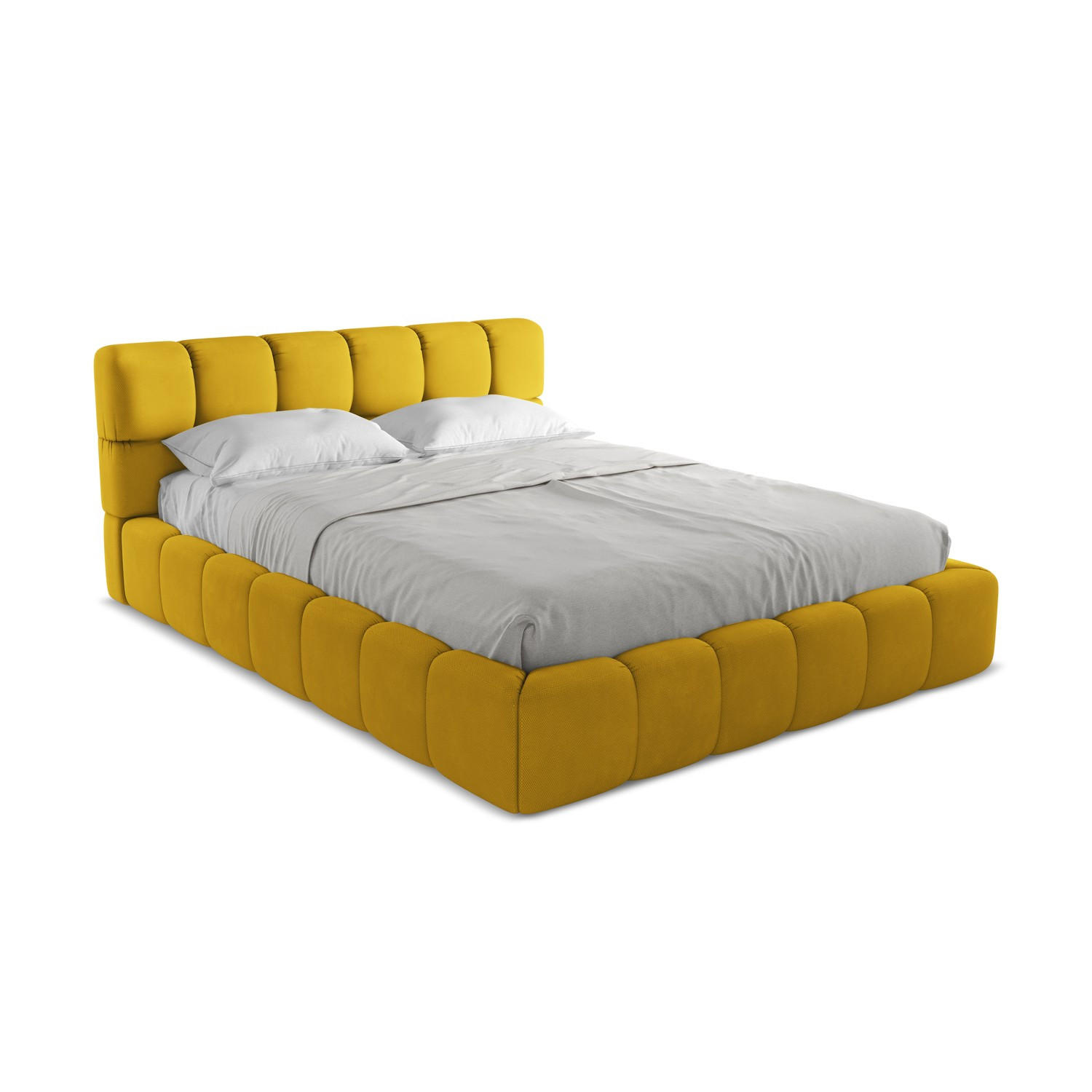 POLSTERBETT mit Bettkasten und Lattenrost 180x228 Gelb - Currygelb/Gelb, Kunststoff/Textil (160/200cm) - LaMiaSofa