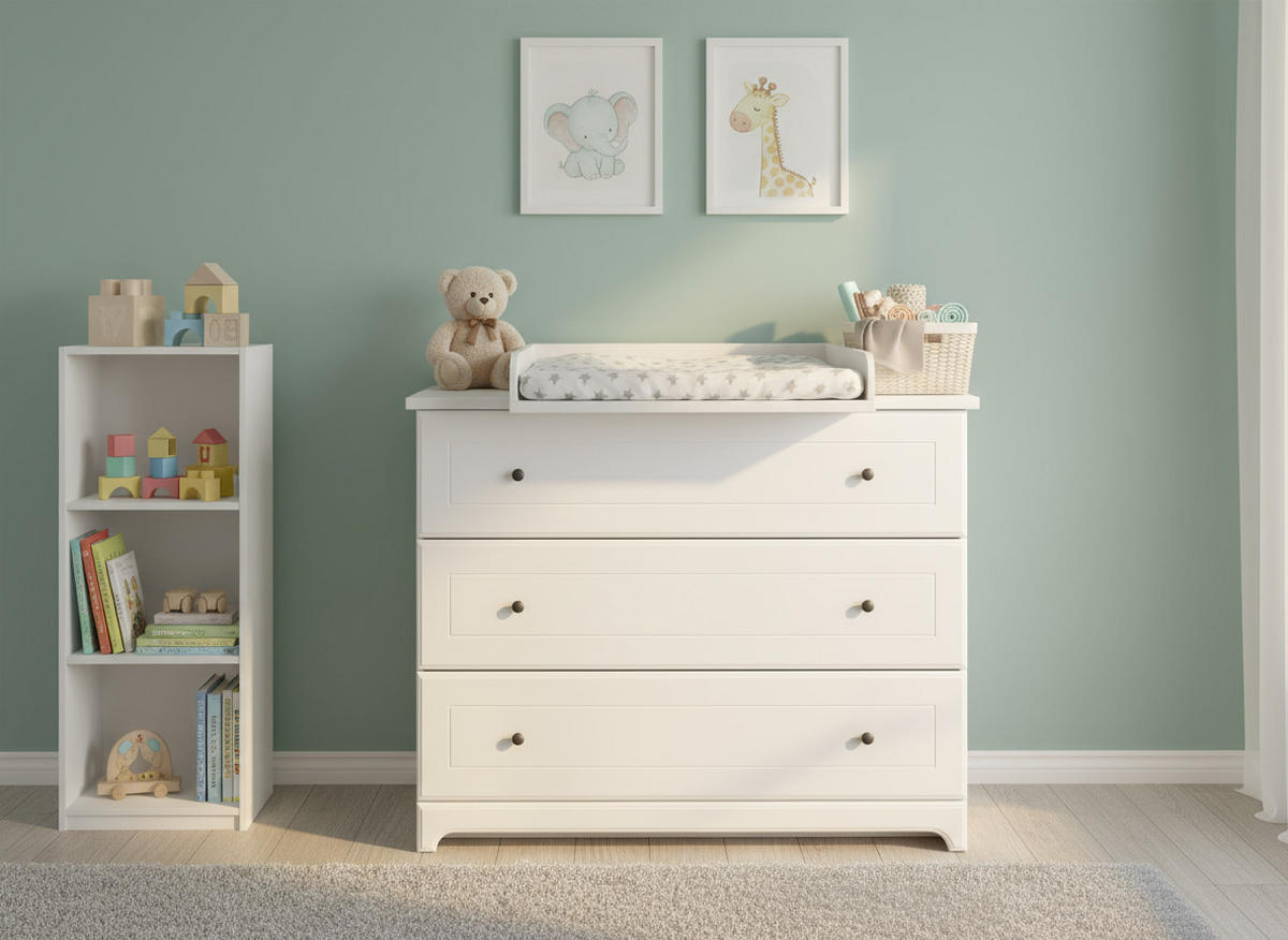 WICKELKOMMODE Thilo Landhausstill Soft-Close Weiß - Weiß, Holzwerkstoff (117/104/75cm) - arthur berndt