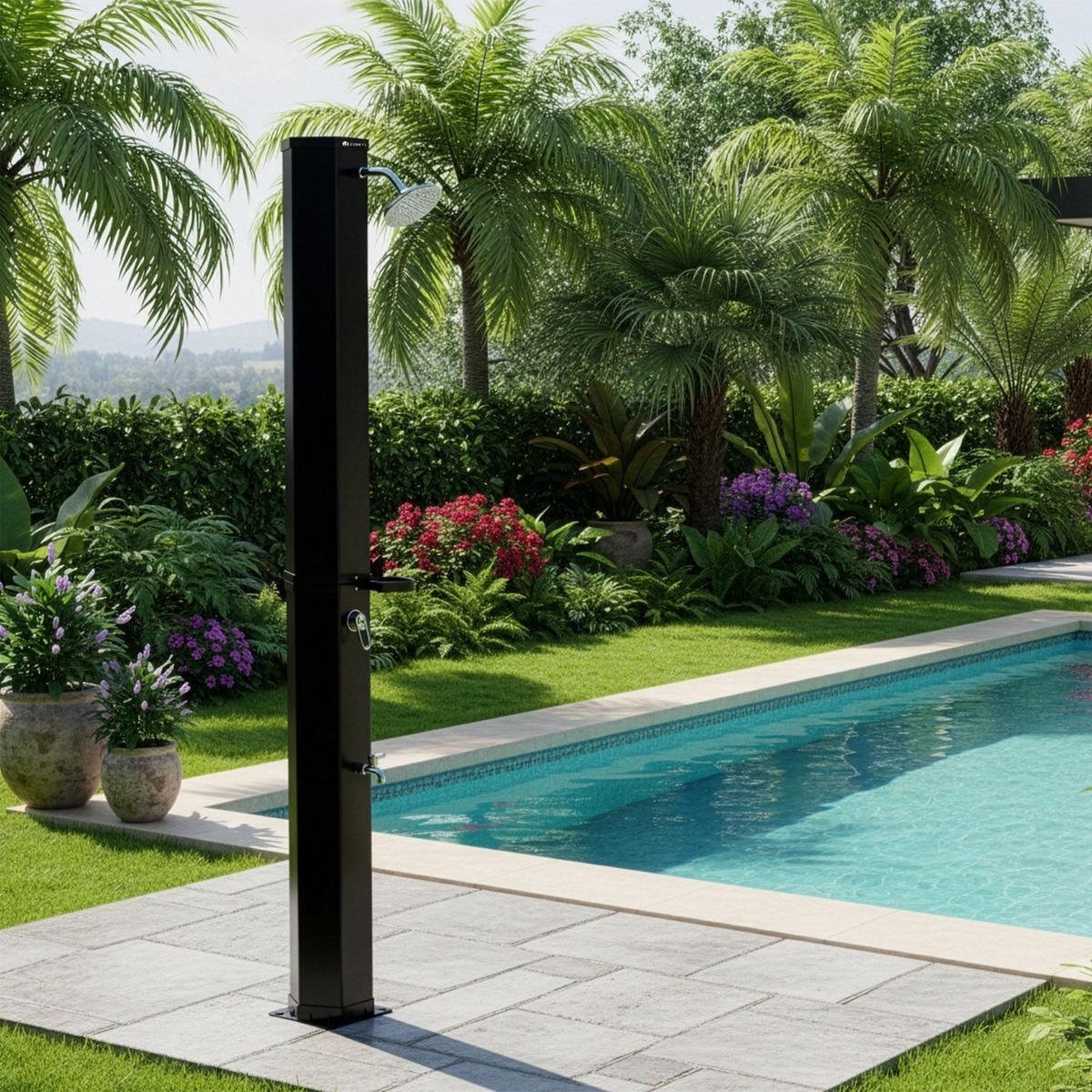 SOLARDUSCHE Victoria 60 Liter - Schwarz, Kunststoff (23/217/23cm) - Juskys