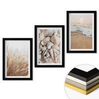 WANDBILDER 3er-Set - 20x30 cm Schwarzer Rahmen - Strandmotive, Muscheln, Wellen - Schwarz, Kunststoff (20/30cm) - ArtPrintCave