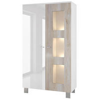 VITRINE Denjo Tür in Eiche Nordic - Silbereichenfarben, Holzwerkstoff (71/129/35cm) - Vladon