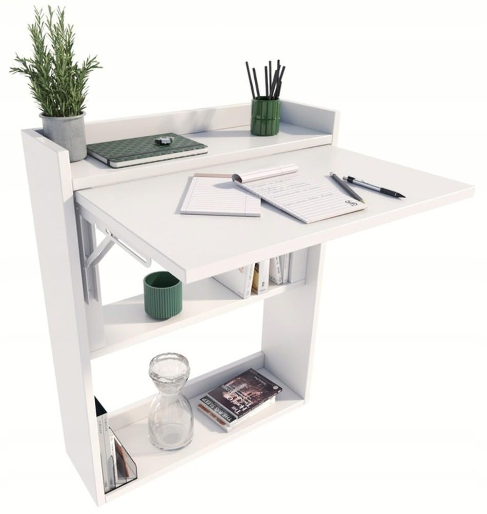 SCHREIBTISCH Klappbarer Wandregal Weiß 70/20/85 cm - Weiß, Holzwerkstoff (20/70/85cm) - Matkam Möbel