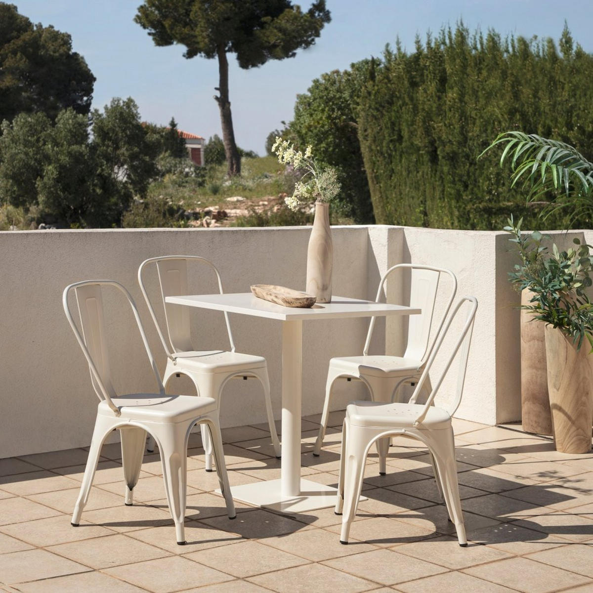 STUHL FÜR DRAUSSEN Hjorts Beige 46 cm x 85 cm - Beige, Metall (46/85/49cm)