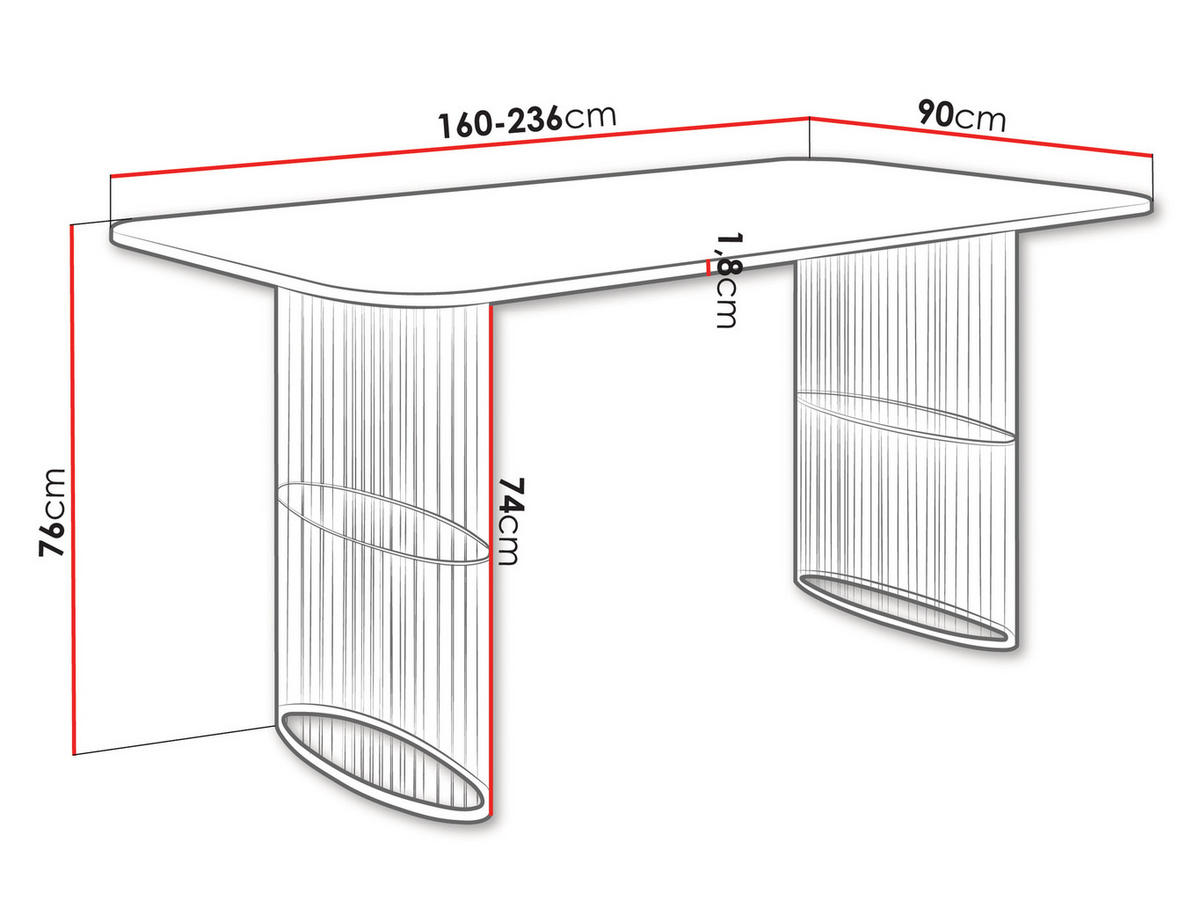 ESSTISCH Arcadia Cashmere 160 - Kaschmir/Weiß, Holzwerkstoff/Metall (90/160/76cm) - MIRJAN24