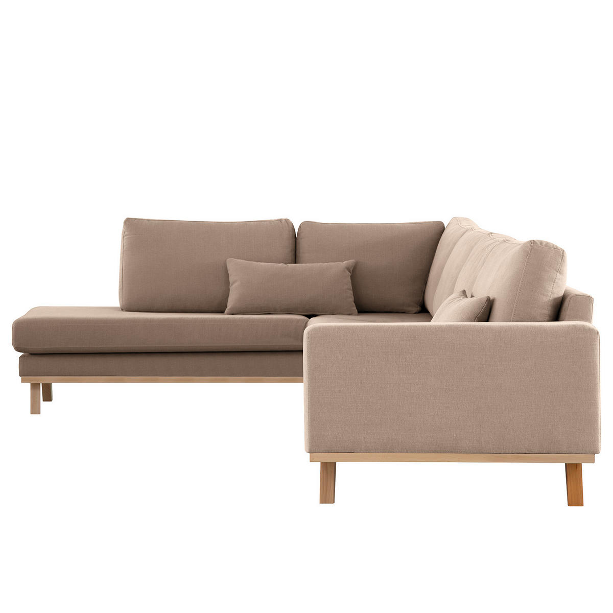 ECKSOFA mit Ottomane - Taupe/Buchefarben, Buchenholz/Textil (287/219cm) - home24