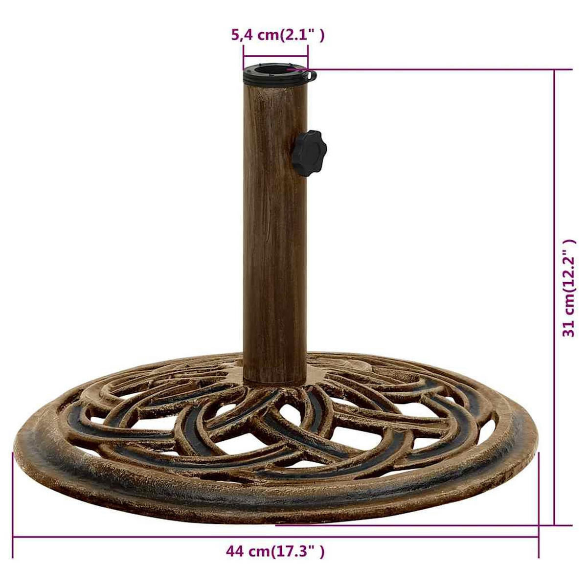 SONNENSCHIRMSTÄNDER Bronzen 44/44/31 Cm Gusseisen - Braun, Metall (44/44cm) - vidaXL