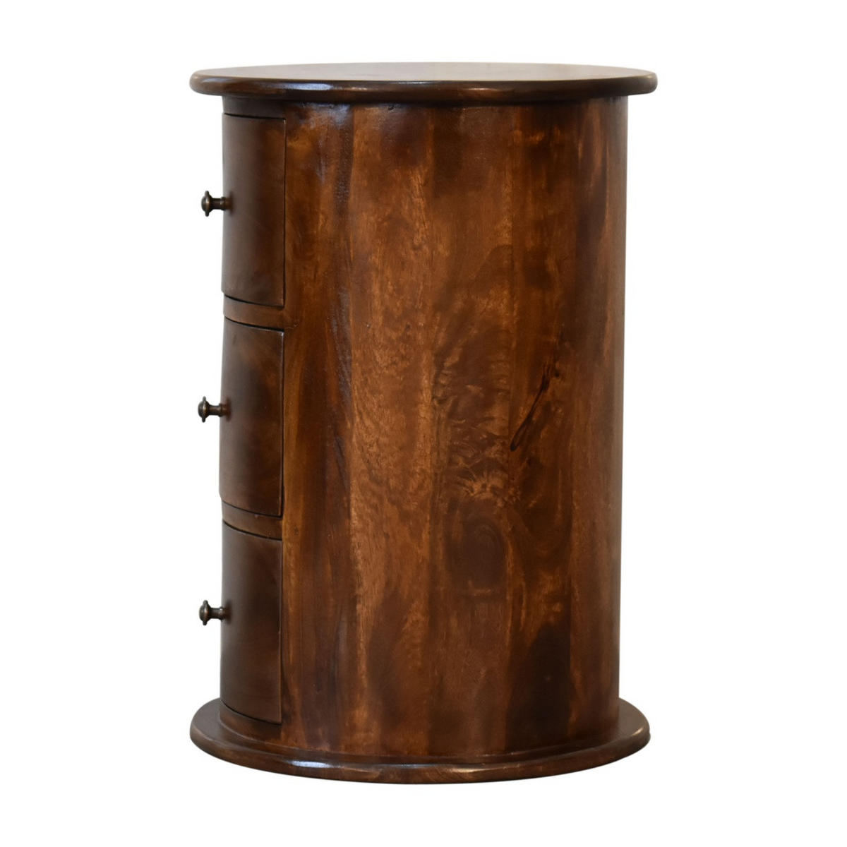 3-SCHUBLADEN-TROMMEL im Kastanienholz-Finish - Kastanienfarben/Messingfarben, Holz/Metall (40/58/40cm) - Artisan Furniture