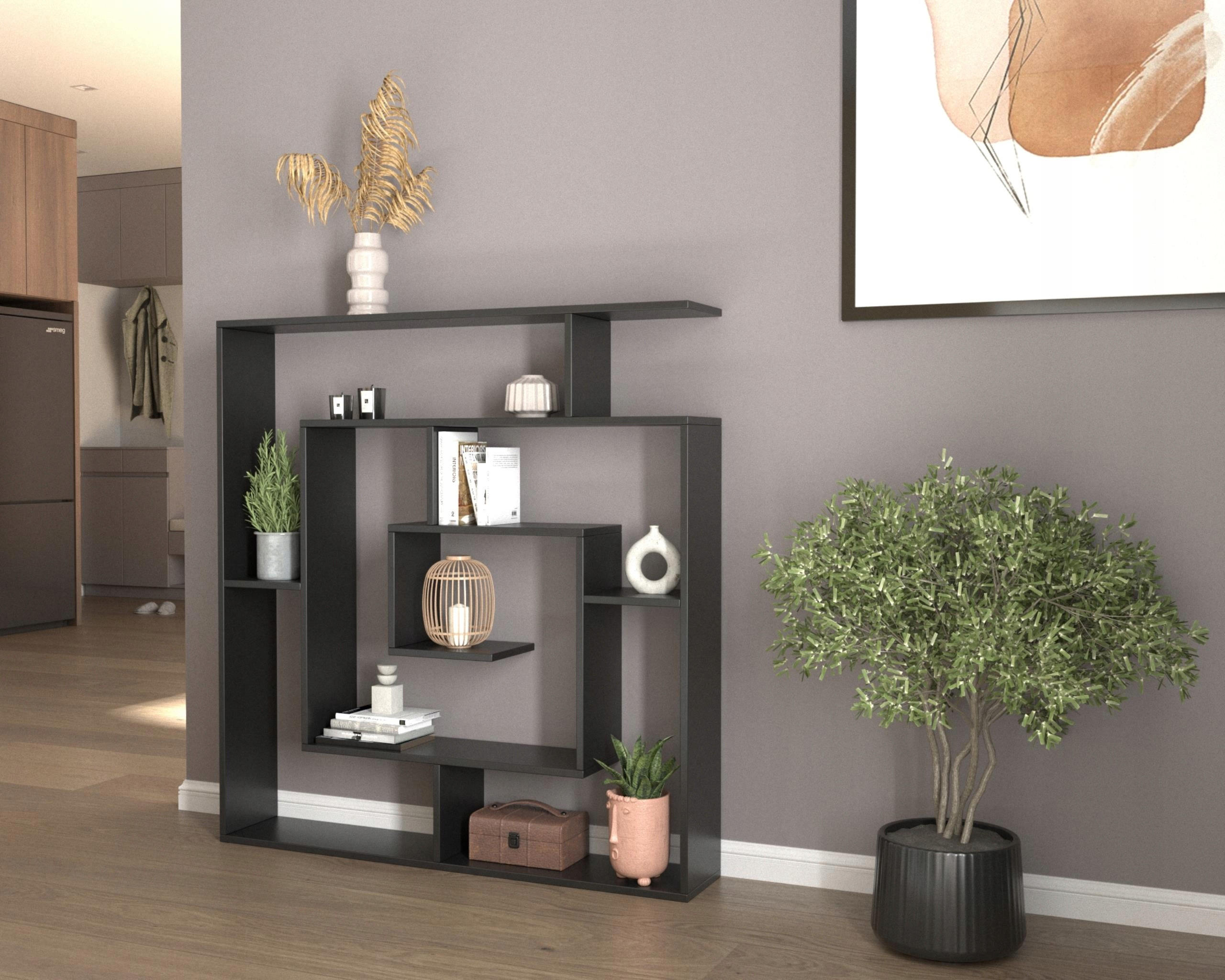 BÜCHEREGAL LEON Schwarz 125/21/129 cm - Schwarz, Holzwerkstoff (125/129/21cm) - Matkam Möbel