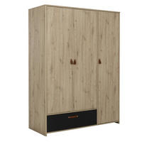 KLEIDERSCHRANK 3 Türen 1 Schublade industrieller Stil Eiche Handwerkskunst - Französische Herstellung - 60/152/200 cm - Apfelbaumfarben, Holzwerkstoff (152/200/60cm) - Calicosy