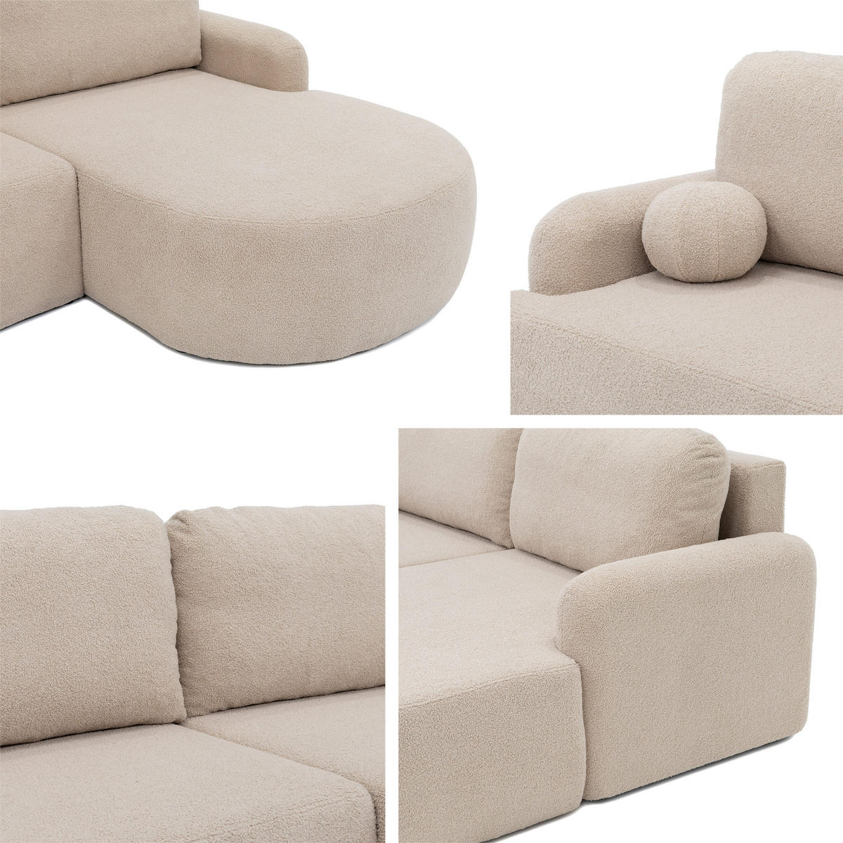 ECKSOFA Loridu Cord, Seite: Links - Schwarz, Holz/Kunststoff (250/174cm) - MIRJAN24