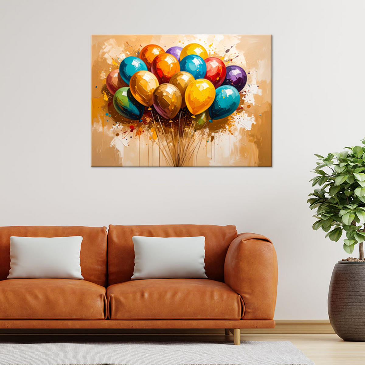 LEINWANDBILD Bunte Luftballons 120x80cm - Multicolor, Textil (120/80cm) - Feeby