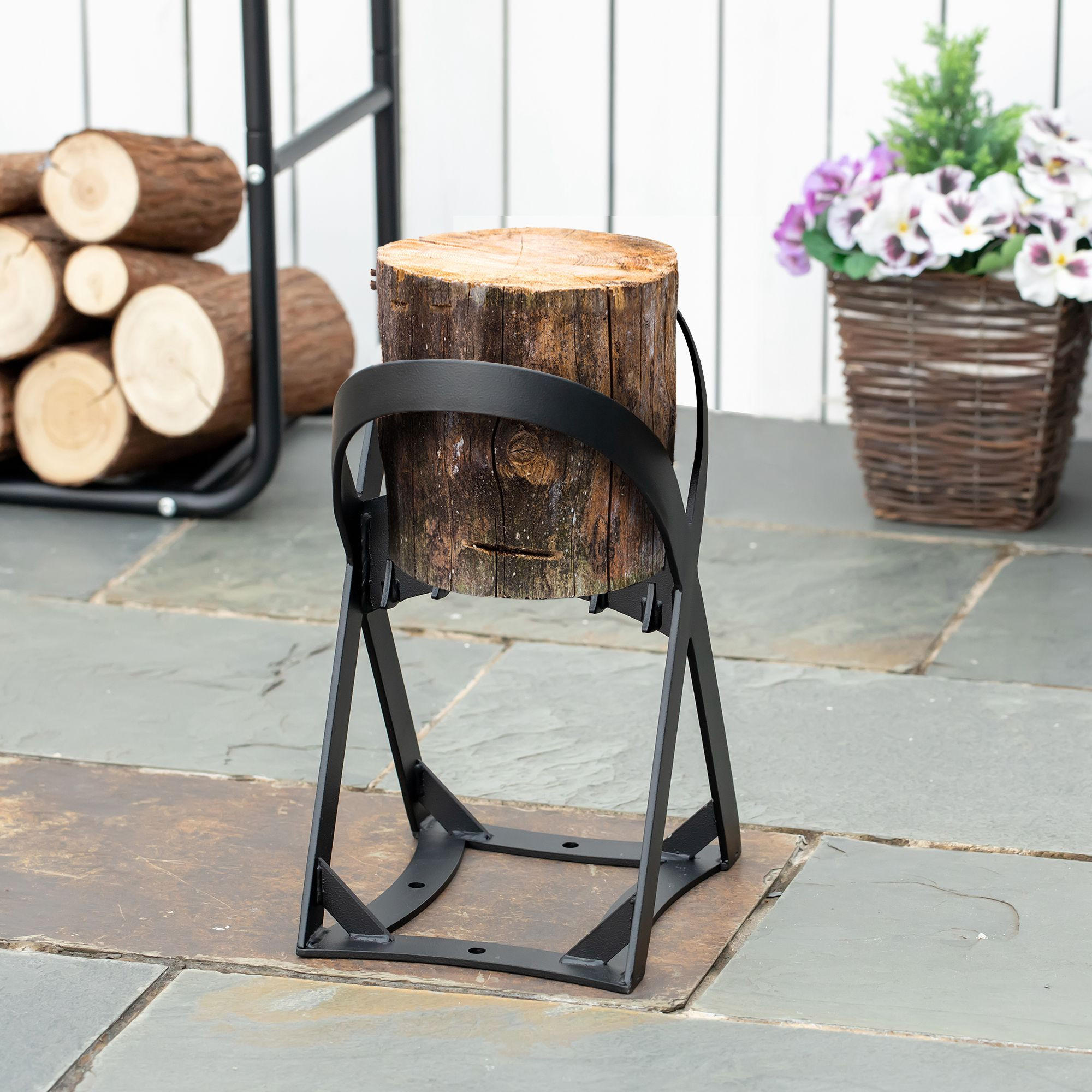 MANUELLER-HOLZSPALTER aus Karbonstahl, Schwarz - Schwarz, Metall (20.8/37.4/24.4cm) - Outsunny