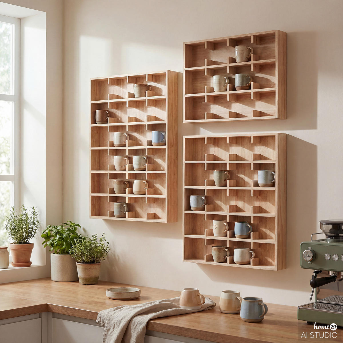 FURNIERTES TASSENREGAL - Tanne - Braun, Holzwerkstoff (63/110/12cm) - home24