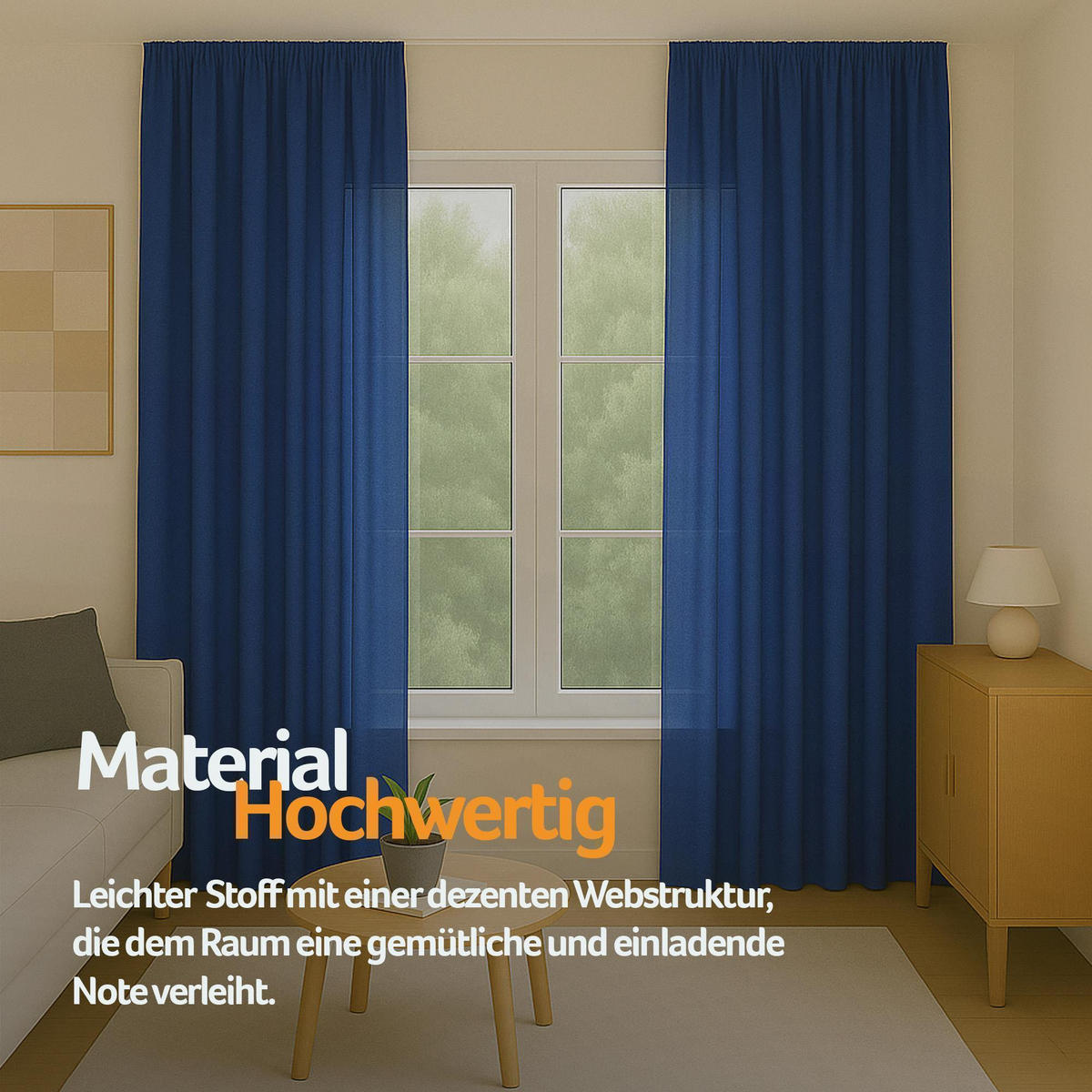 GARDINE Universalband "blickdicht" 2er Pack Blau 140x145 cm - Blau, Textil (140/145cm) - Bestlivings