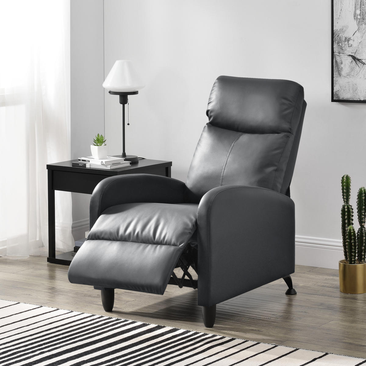 POLSTERSESSEL Bregenz Kunstleder Grau - Grau, Textil (60/102/92cm) - [en.casa]