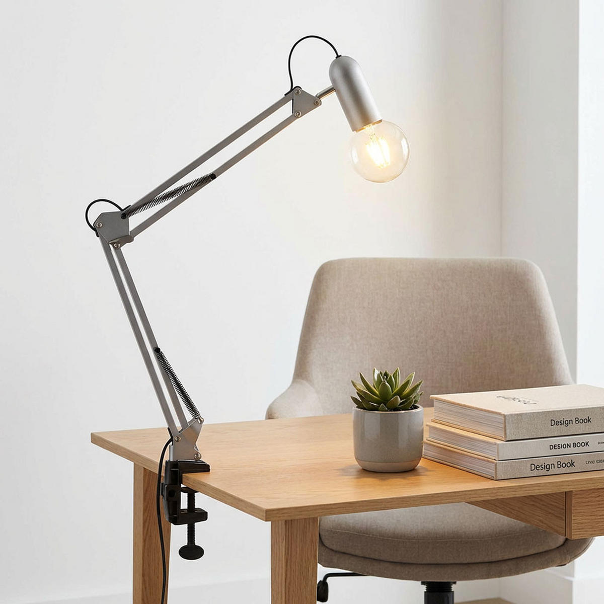 TISCHLEUCHTE Klemmleuchte Silber verstellbar - Silberfarben, Metall (82/71/76cm)