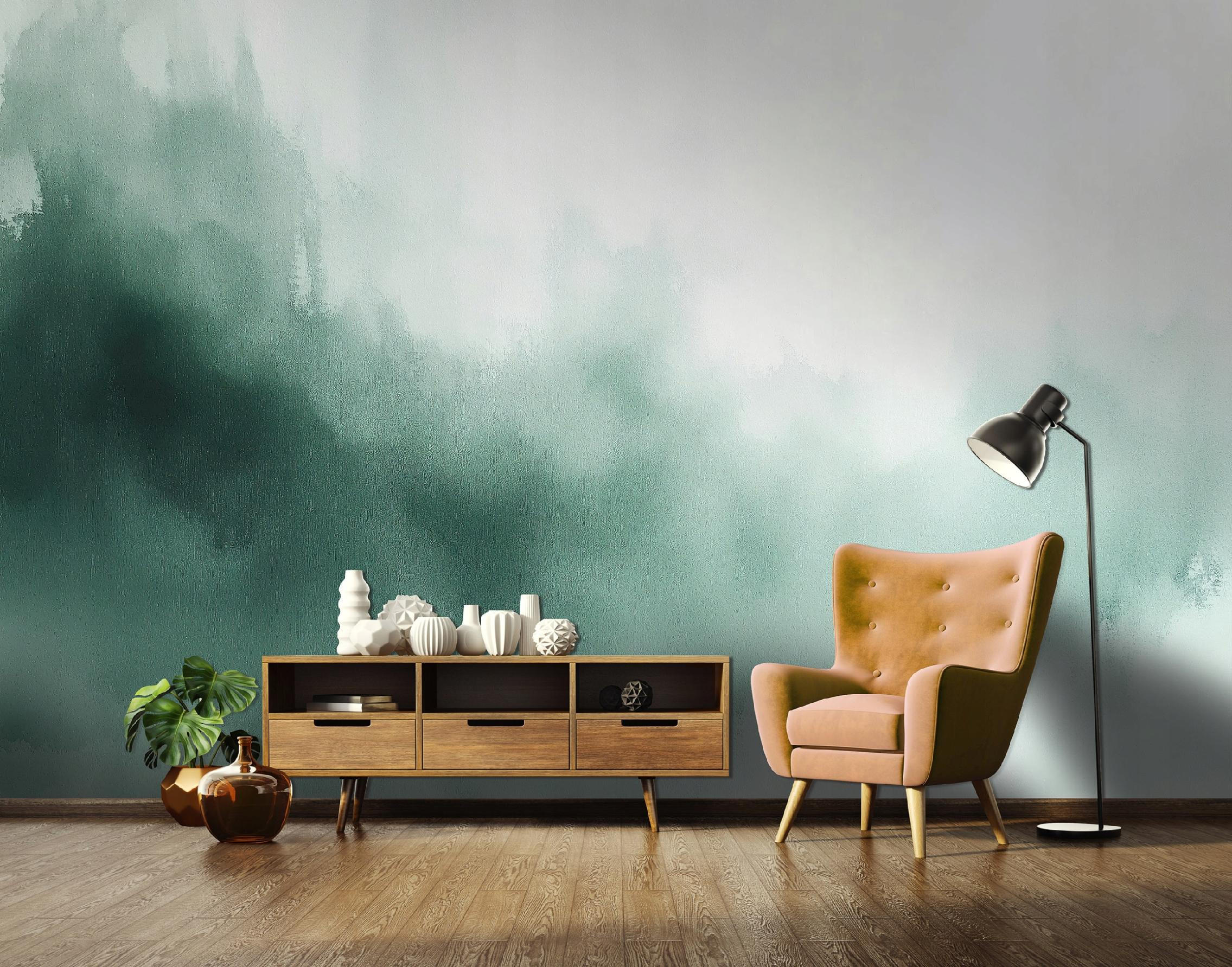 FOTOTAPETE Grün Abstrakt Wohnzimmer Vlies Tapete 400x280 - Multicolor, Papier (400/280cm) - Wallarena