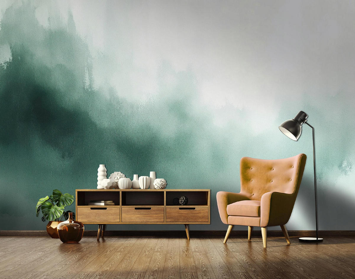 FOTOTAPETE Grün Abstrakt Wohnzimmer Vlies Tapete 400x280 - Multicolor, Papier (400/280cm) - Wallarena