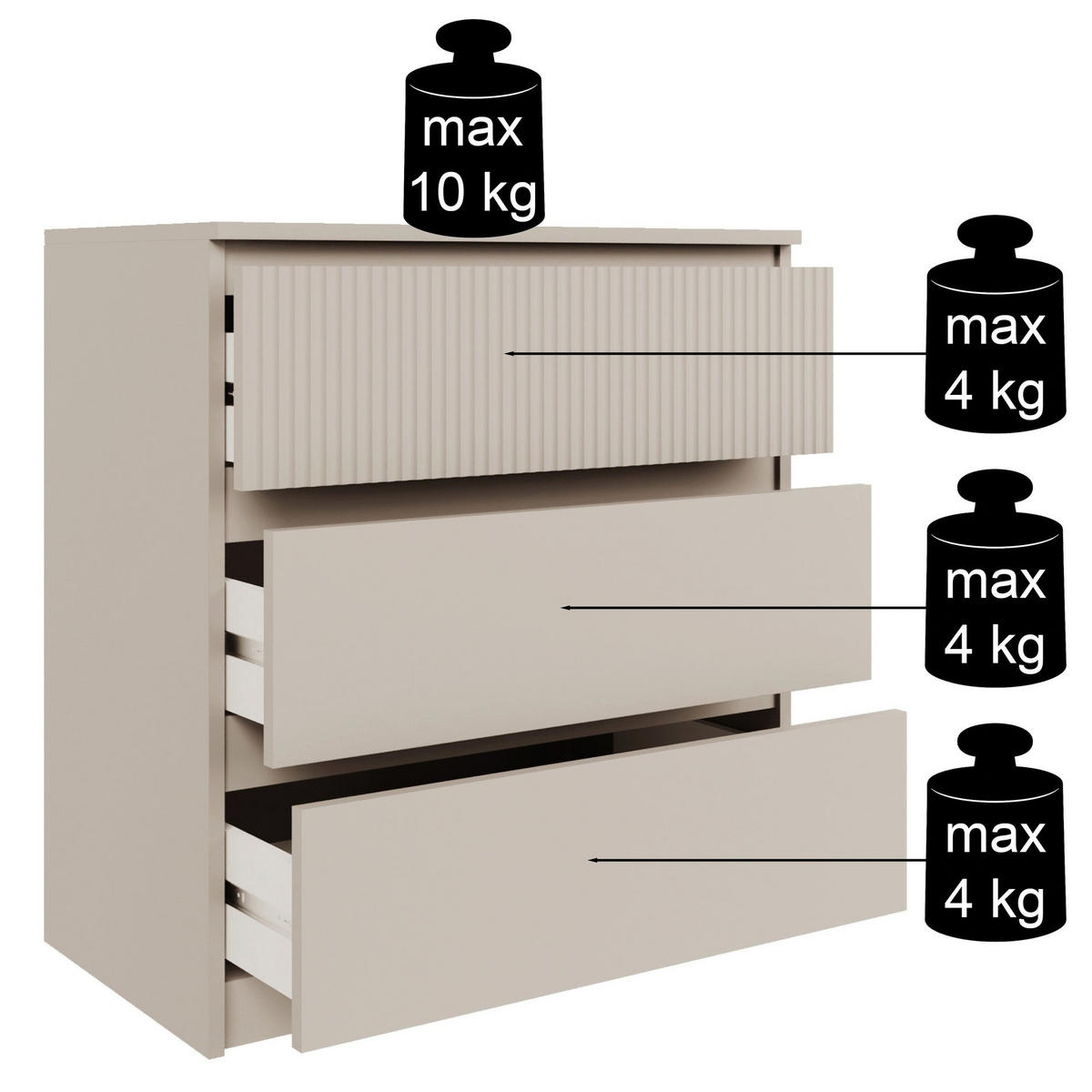 KOMMODE Sandia Kaschmirgrau 70 cm - Taupe, Holzwerkstoff (70/75/40cm) - Selsey