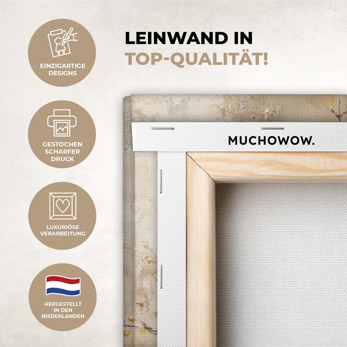 LEINWANDBILD Weihnachten - Kugeln - Beige - Gold Deko Wohnzimmer 20x30 cm - Goldfarben, Textil (20/30cm) - MuchoWow