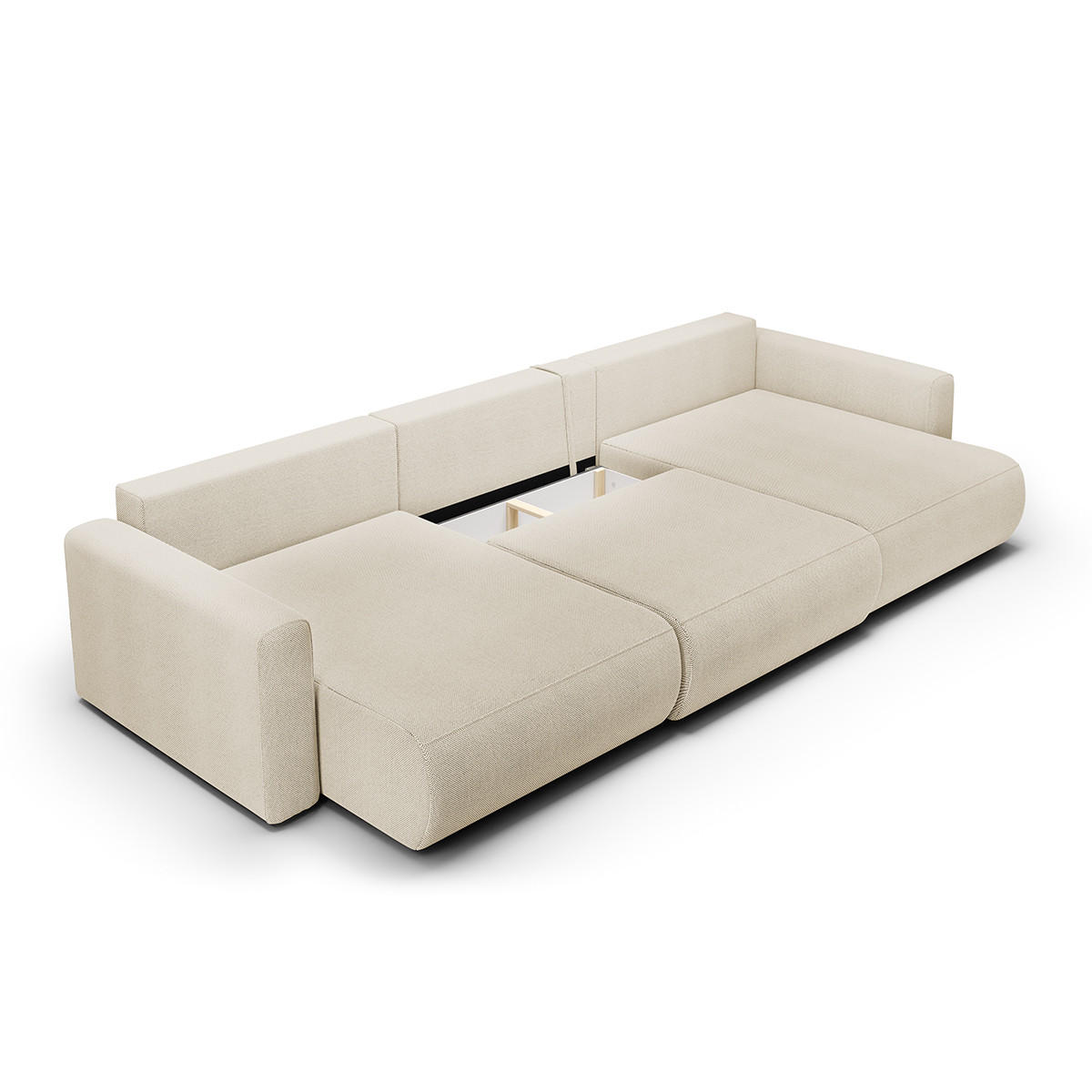 PANORAMASOFA Evy 4 Sitzplätze Beige - Beige, Holz (340/82/149cm) - Petits-meubles