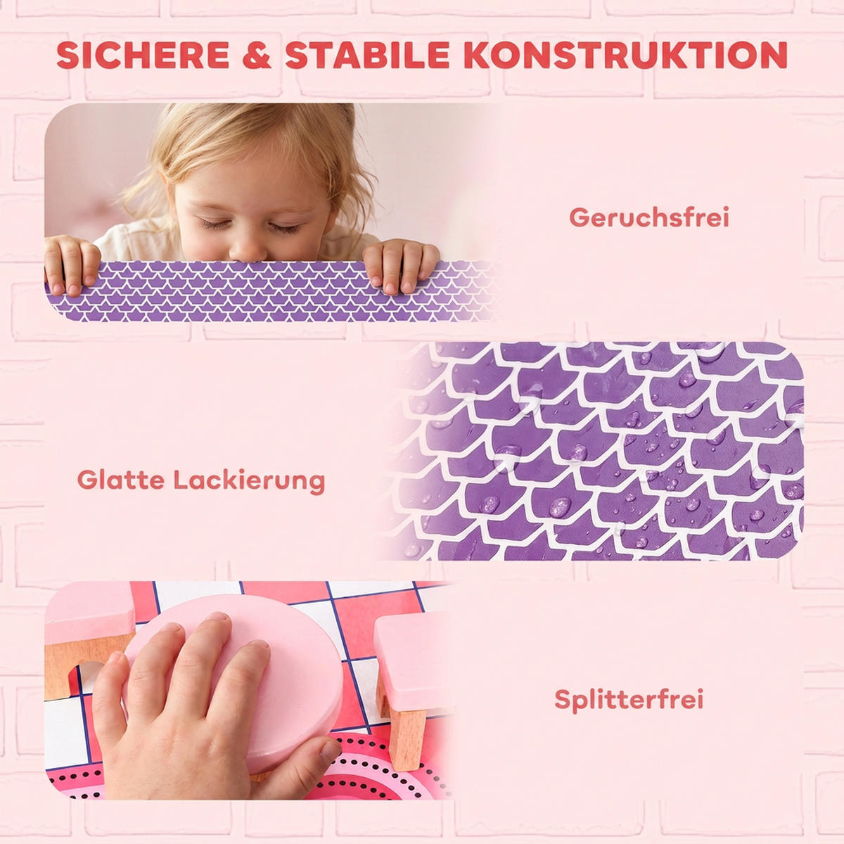 PUPPENHAUS MDF Kiefernholz Rosa - Rosa, Holzwerkstoff (40/69/64cm) - AIYAPLAY