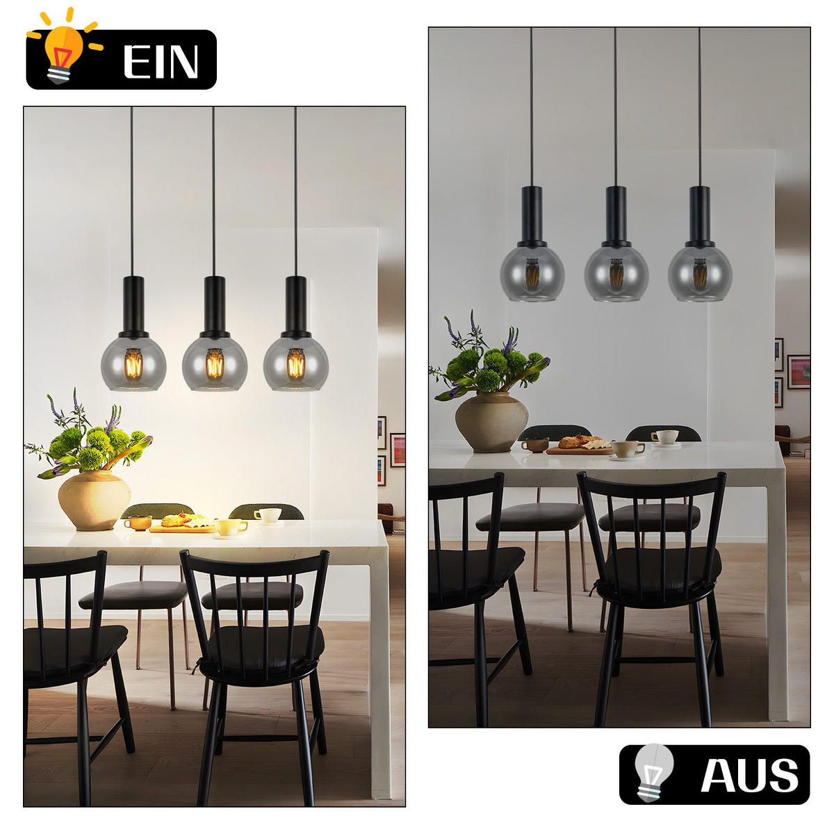 HÄNGELEUCHTE Rookq 13/145/40 cm - Schwarz, Metall (40/13/145cm) - ZMH